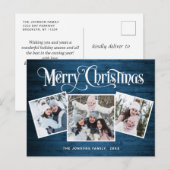 Weihnachten Rustikales Holz 3 FOTO Grußurlaub Postkarte (Vorne/Hinten)