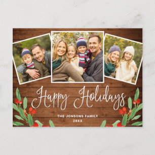 Weihnachten Rustikales Holz 3 FOTO Grußurlaub Postkarte