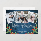 Weihnachten Rustikales Holz 3 FOTO Grußurlaub Postkarte (Vorne/Hinten)