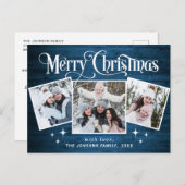 Weihnachten Rustikales Holz 3 FOTO Grußurlaub Postkarte (Vorne/Hinten)