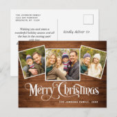 Weihnachten Rustikales Holz 3 FOTO Grußurlaub Postkarte (Vorne/Hinten)