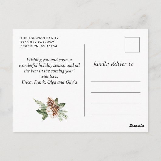 Weihnachten Rustikales Holz 3 FOTO Grußurlaub Postkarte (Rückseite)