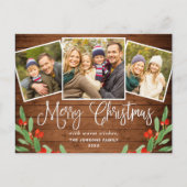 Weihnachten Rustikales Holz 3 FOTO Grußurlaub Postkarte (Vorderseite)