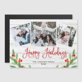 Weihnachten Rustikales Holz 3 FOTO Magnetkarte (Vorne/Hinten)