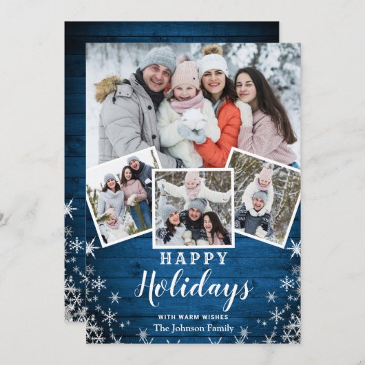 Weihnachten Rustikales Holz 4 FOTO Gruß (Vorne/Hinten)