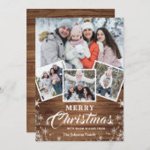 Weihnachten Rustikales Holz 4 FOTO Gruß QR-Code (Vorne/Hinten)