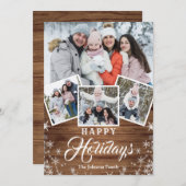 Weihnachten Rustikales Holz 4 FOTO Gruß QR-Code (Vorne/Hinten)