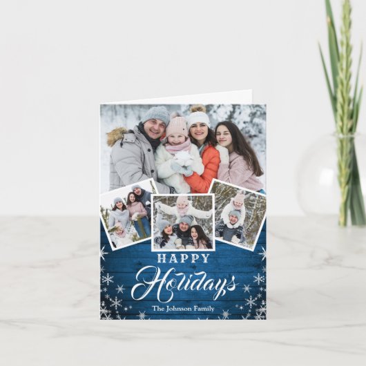 Weihnachten Rustikales Holz 4 FOTO Gruß QR-Code (Vorderseite)