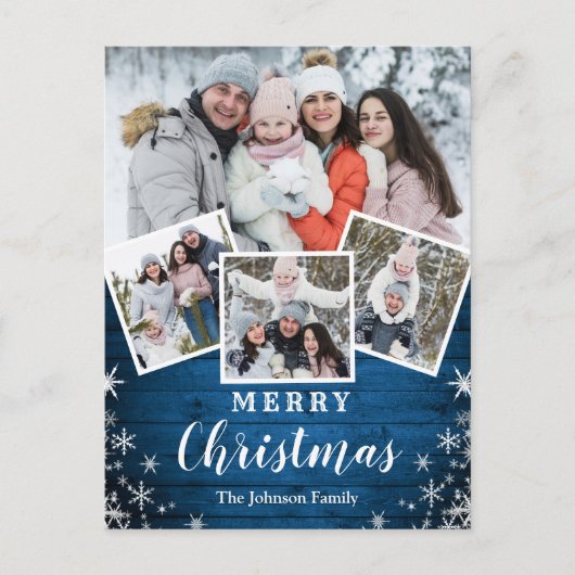 Weihnachten Rustikales Holz 4 FOTO Grußurlaub Postkarte (Vorderseite)