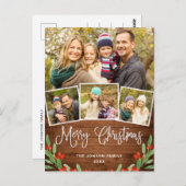 Weihnachten Rustikales Holz 4 FOTO Grußurlaub Postkarte (Vorne/Hinten)