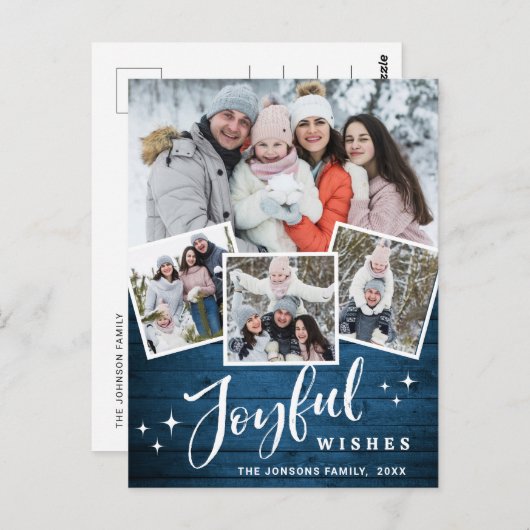 Weihnachten Rustikales Holz 4 FOTO Grußurlaub Postkarte (Vorne/Hinten)