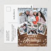 Weihnachten Rustikales Holz 4 FOTO Grußurlaub Postkarte (Vorne/Hinten)
