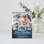 Weihnachten Rustikales Holz 4 FOTO Grußurlaub Postkarte (Stehend Vorderseite)