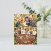 Weihnachten Rustikales Holz 4 FOTO Grußurlaub Postkarte (Stehend Vorderseite)