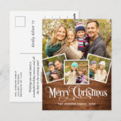 Weihnachten Rustikales Holz 4 FOTO Grußurlaub Postkarte (Vorne/Hinten)