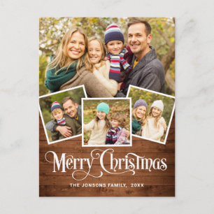 Weihnachten Rustikales Holz 4 FOTO Grußurlaub Postkarte