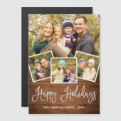 Weihnachten Rustikales Holz 4 FOTO Magnetkarte (Vorne/Hinten)