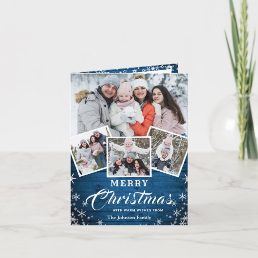 Weihnachten Rustikales Holz 5 FOTO Gruß (Vorderseite)