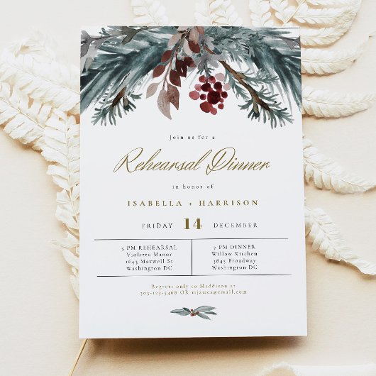 WEIHNACHTEN Rustikales Pine Winter Hochzeit Probe Einladung