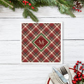 Weihnachten Rustikales Rotes Grün Kariertes Monogr Serviette