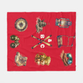 Weihnachten Rustikales Skipel Initial Outdoor Rot Fleecedecke (Vorderseite (Horizontal))