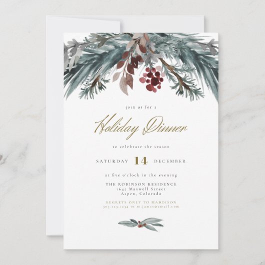 WEIHNACHTEN Rustikales Weihnachtsfest Pine Winteru Einladung (Vorderseite)