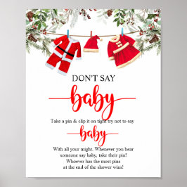Weihnachten Sage kein Baby Shower Game Sign Poster