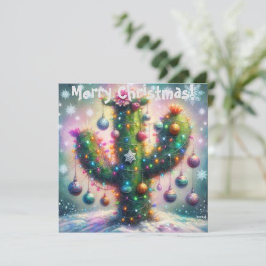 Weihnachten Saguaro Cactus Whimsical Snowflakes Ca (Stehend Vorderseite)