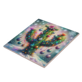 Weihnachten Saguaro Cactus Whimsical Snowflakes Fliese