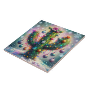 Weihnachten Saguaro Cactus Whimsical Snowflakes Fliese