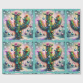 Weihnachten Saguaro Cactus Whimsical Snowflakes Geschenkpapier (Flach)