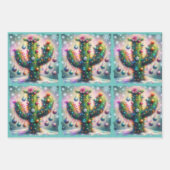 Weihnachten Saguaro Cactus Whimsical Snowflakes Geschenkpapier Set (Vorderseite)
