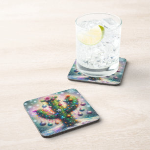 Weihnachten Saguaro Cactus Whimsical Snowflakes Getränkeuntersetzer