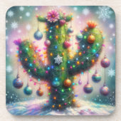 Weihnachten Saguaro Cactus Whimsical Snowflakes Getränkeuntersetzer (Vorderseite)