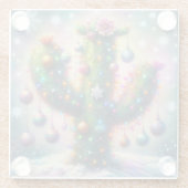 Weihnachten Saguaro Cactus Whimsical Snowflakes Glasuntersetzer (Rückseite)