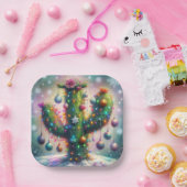 Weihnachten Saguaro Cactus Whimsical Snowflakes Pappteller (Party)