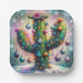 Weihnachten Saguaro Cactus Whimsical Snowflakes Pappteller (Vorderseite)