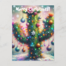Weihnachten Saguaro Cactus Whimsical Snowflakes Postkarte