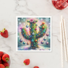 Weihnachten Saguaro Cactus Whimsical Snowflakes Serviette
