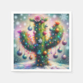 Weihnachten Saguaro Cactus Whimsical Snowflakes Serviette (Vorderseite)