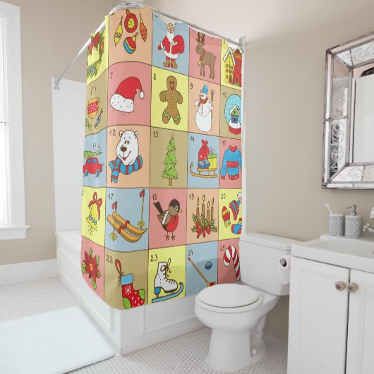 Weihnachten: Sammlung von Doodle-Elementen Duschvorhang (Beispiel)