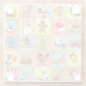 Weihnachten: Sammlung von Doodle-Elementen Glasuntersetzer (Rückseite)