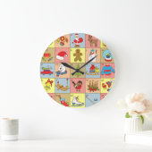 Weihnachten: Sammlung von Doodle-Elementen Große Wanduhr (Zuhause)