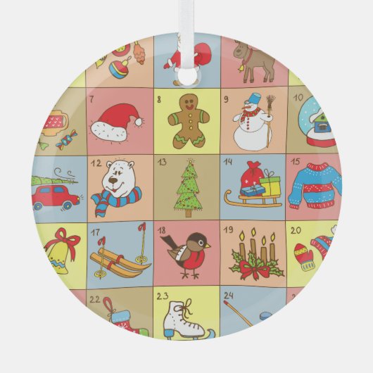 Weihnachten: Sammlung von Doodle-Elementen Ornament Aus Glas (Vorderseite)