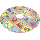 Weihnachten: Sammlung von Doodle-Elementen Polyester Weihnachtsbaumdecke (Schrägansicht)