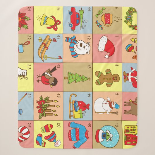 Weihnachten: Sammlung von Doodle-Elementen Sherpadecke (Vorderseite)