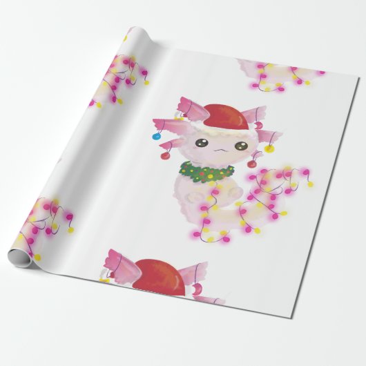 Weihnachten santa axolotl geschenkpapier (Ungerollt)
