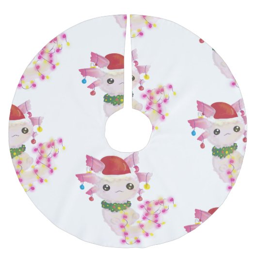 Weihnachten santa axolotl polyester weihnachtsbaumdecke (Vorderseite)