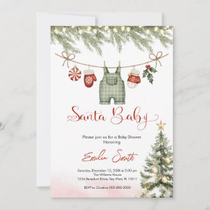 Weihnachten Santa Baby Wäscheleine Babyparty Einladung