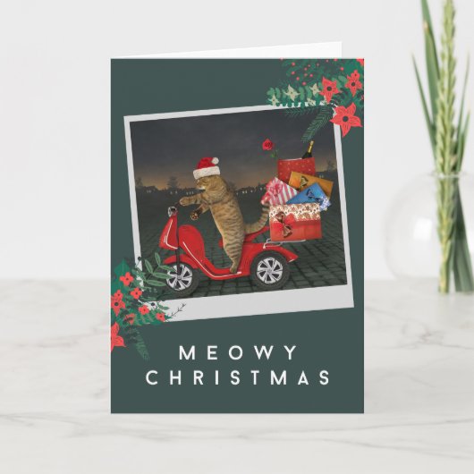 Weihnachten - Santa Cat auf Scooter mit Geschenken (Vorderseite)